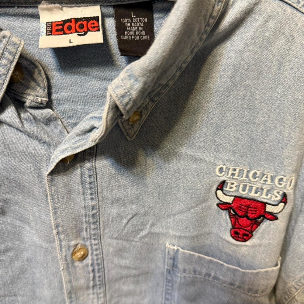 Pro Edge Blue and Red Casual Button Down Shirt